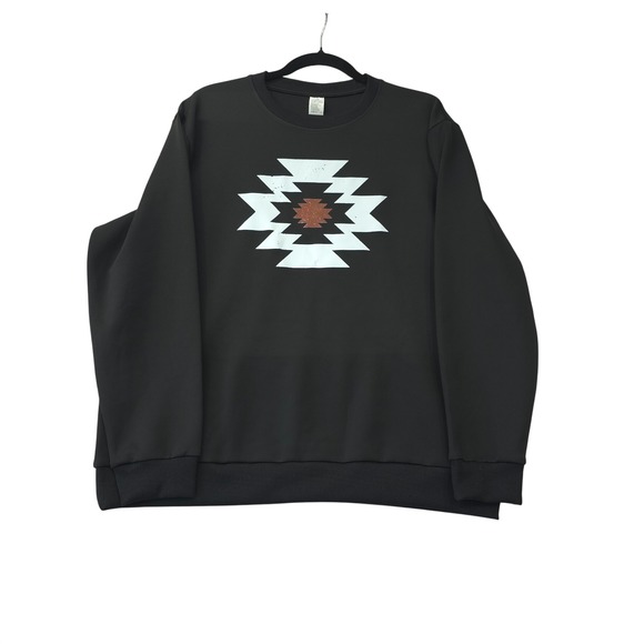 Unbranded Other - Southwestern Aztec Graphic Sweatshirt Black XL Tribal Print Pullover Crewneck